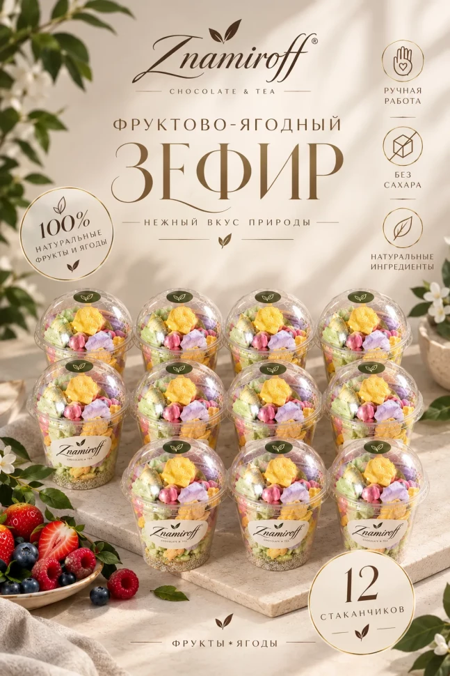 Зефир в стаканчиках без сахара(коробка 12шт по 100гр) в Новозыбкове