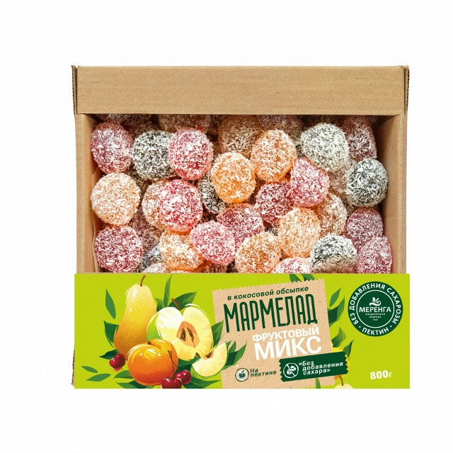  Меренга Мармелад в кокосовой обсыпке Фруктовый микс , 800г     в Новозыбкове
