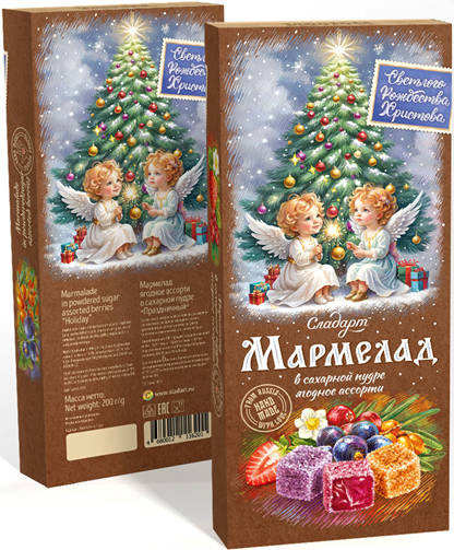 №1 Сладарт(11620) Мармелад Новогодний "Ангелы" Ассорти ягодное в сахарной пудре, 200г    в Новозыбкове