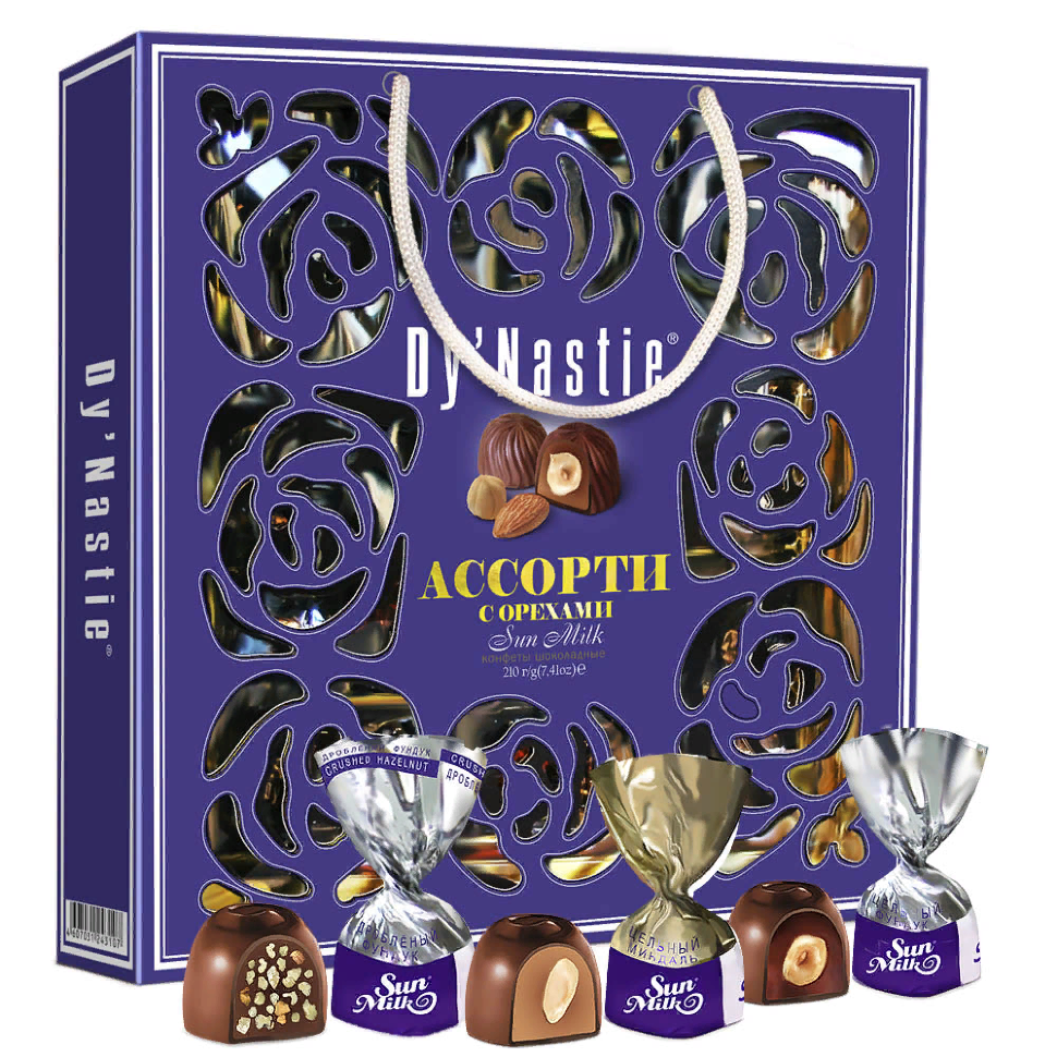  Династия Сумка Конфеты "Ассорти с орехами", 210г     в Новозыбкове
